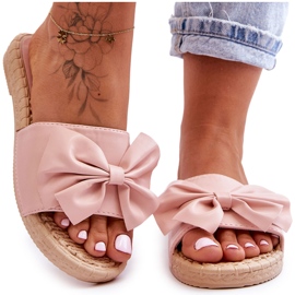 FK1 Chaussons pour femmes à la mode avec un nœud Estera rose