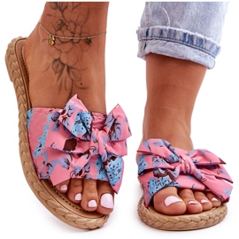 FK1 Claquettes Femme Avec Nœud En Tissu Fleur Rose FK1 Claquettes Femme Avec Nœud En Tissu Fleur Rose