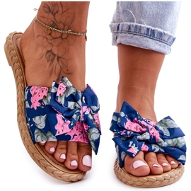 FK1 Chaussons Femme Avec Nœud Tissu Fleur Bleu Marine FK1 Chaussons Femme Avec Nœud Tissu Fleur Bleu Marine