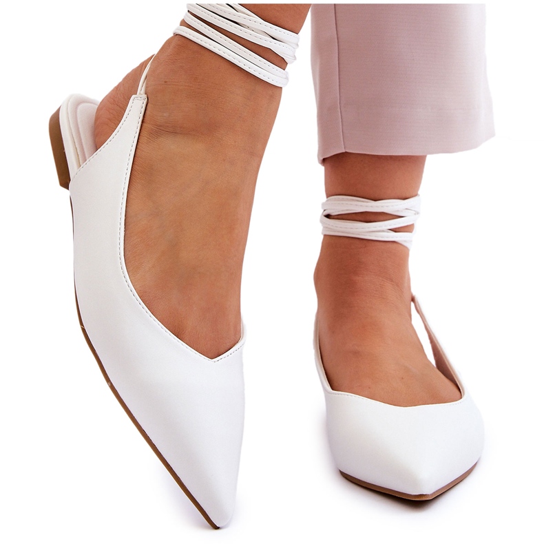 WS1 Ballerines pointues nouées pour femme Blanc Turriso blanche