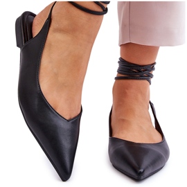 WS1 Ballerines à pointes nouées pour femmes Black Turriso le noir