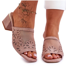 S.Barski Talons des femmes avec maillage et zircons S. Barski KV-612-1 Beige