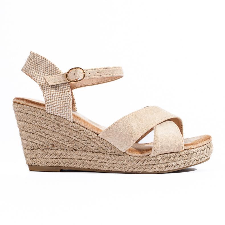 Sandales compensées espadrilles pour femmes beige Shelovet Sandales compensées espadrilles pour femmes beige Shelovet