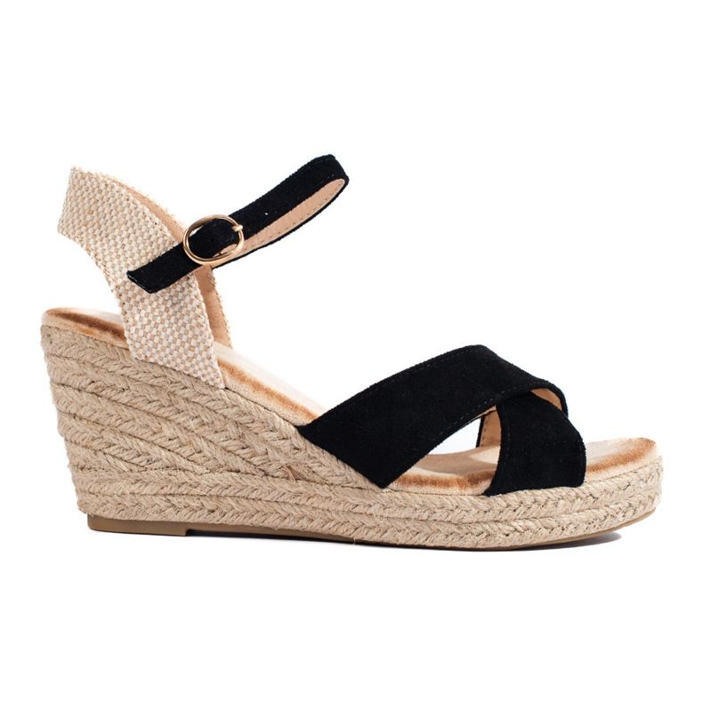 Sandales espadrilles compensées femme Shelovet noires le noir