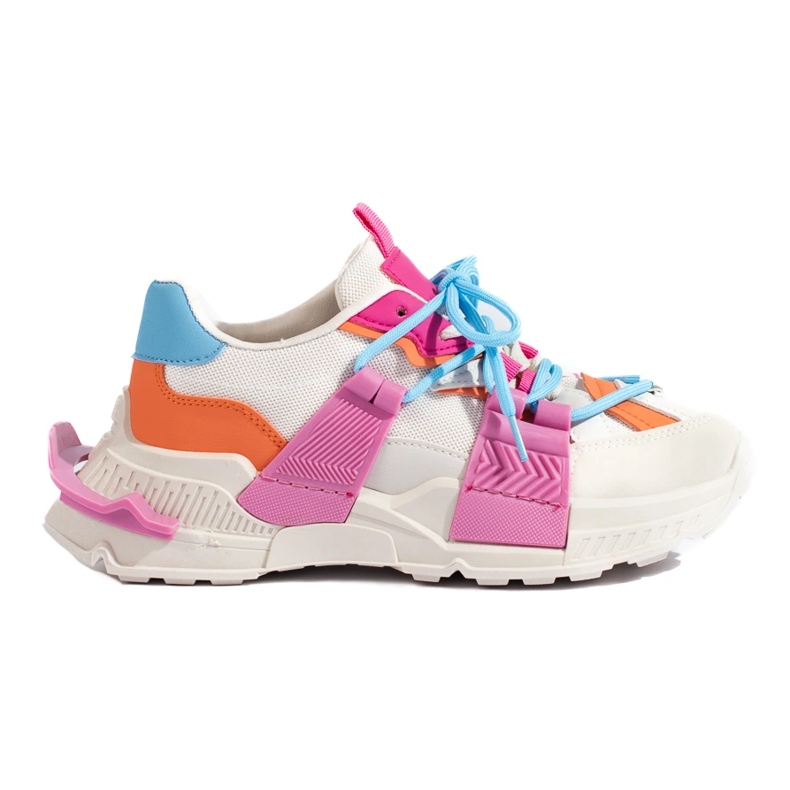 Baskets multicolores pour femme sur semelle épaisse Shelovet blanche