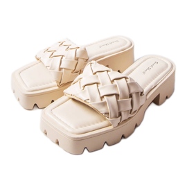 Chaussons beiges à semelle de tracteur de Lora