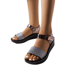 Sandales compensées Blask grises le noir