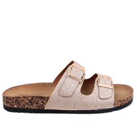 Chaussons Alexa Gold Glitter en liège doré