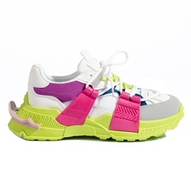 Baskets multicolores pour femme sur semelle épaisse Shelovet blanc