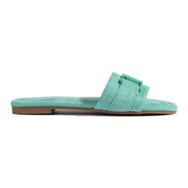 Chaussons femme en daim vert Shelovet