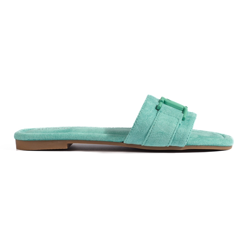 Chaussons femme en daim vert Shelovet