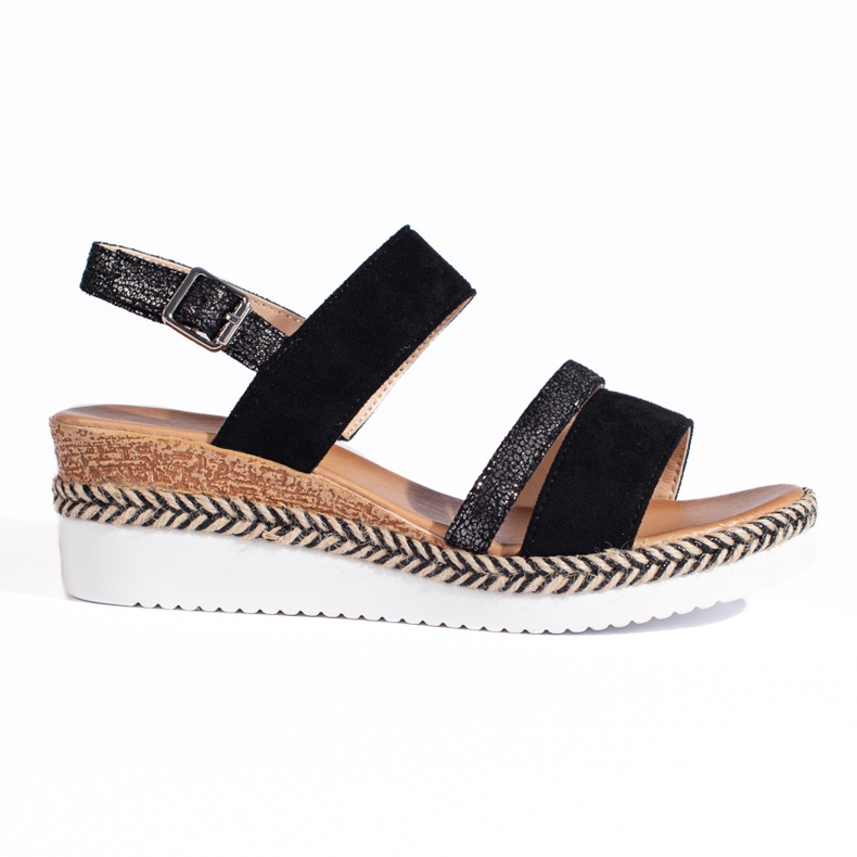 SHELOVET Sandales compensées noires pour femmes le noir SHELOVET Sandales compensées noires pour femmes le noir
