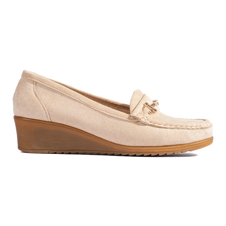 Mocassins compensés en daim pour femme Shelovet beige Mocassins compensés en daim pour femme Shelovet beige