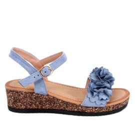 Sandales compensées à fleurs Pionter Blue bleu