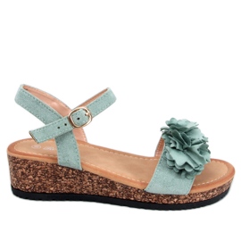 Sandales compensées à fleurs Pionter Green vert