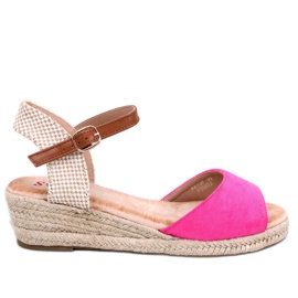 Eakes Sandales espadrilles compensées Fuchsia rose