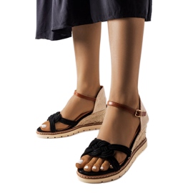 Sandales compensées noires Arabela le noir