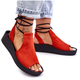 Sandales compensées en daim Nicole 2743 Orange