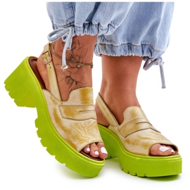 Sandales Cuir Sur Talons Et Plateforme Maciejka 06039-07 Jaune
