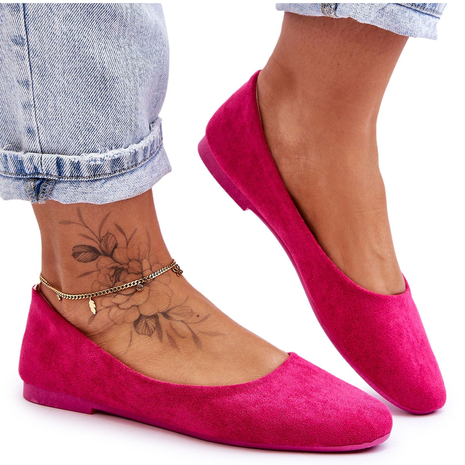 Ballerines Femme Daim Fuchsia Chaussures a la Mode