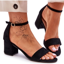 Sandales en daim classiques à talons bas et lune de miel noires