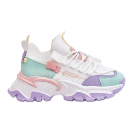 PS1 Baskets chaussettes à enfiler pour femmes Blanc/Violet Keaton