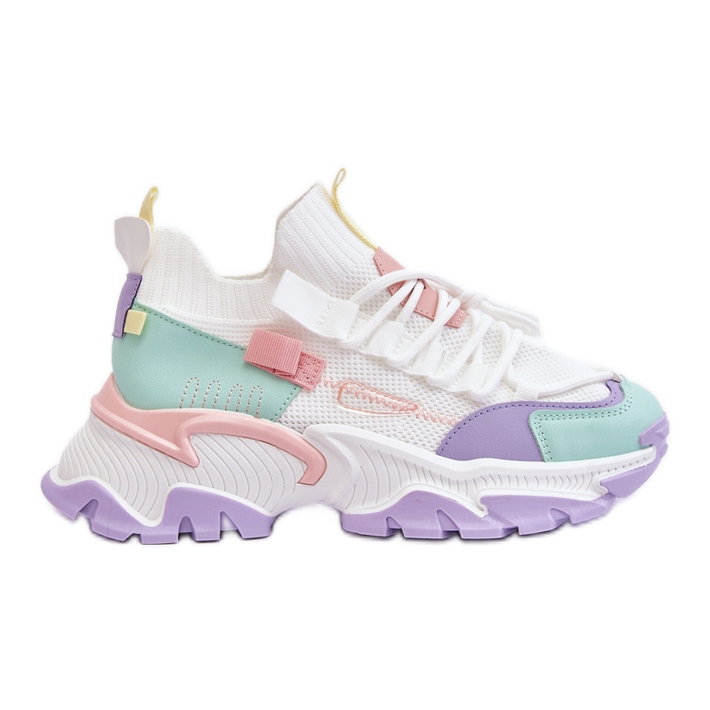 PS1 Baskets chaussettes à enfiler pour femmes Blanc/Violet Keaton blanche