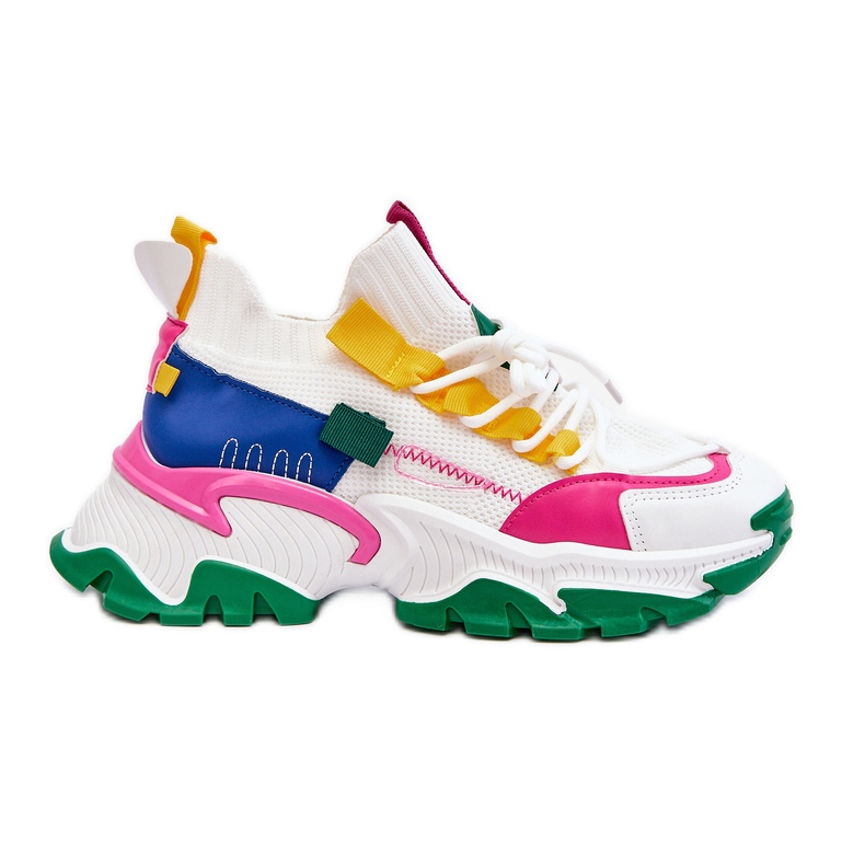 PS1 Baskets chaussettes à enfiler pour femmes Blanc-Vert Keaton blanche