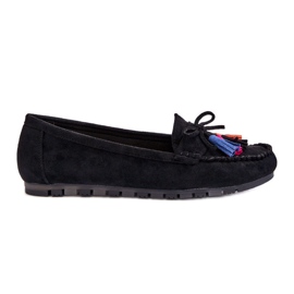 PS1 Mocassins Daim Noeud Et Pompons Noir Dorine