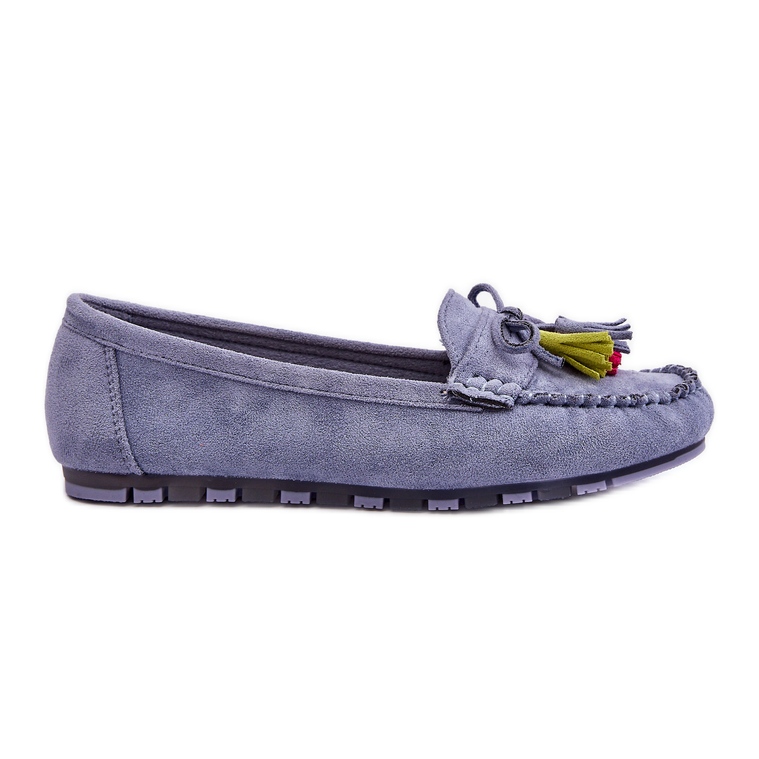 PS1 Mocassins Daim Bleu Dorine Avec Noeud Et Franges