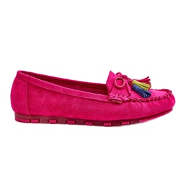 PS1 Mocassins Daim Noeud Et Franges Fuchsia Dorine rose