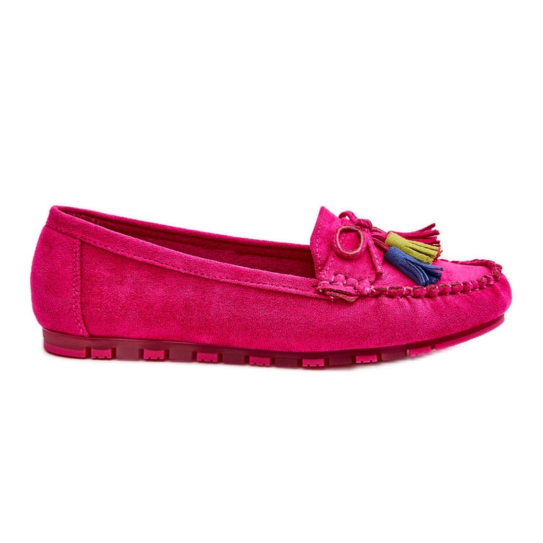 PS1 Mocassins Daim Noeud Et Franges Fuchsia Dorine rose