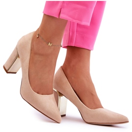 Escarpins Talons Daim Classiques Beige Elizabeth