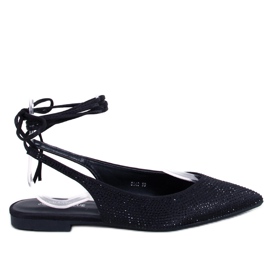 Ballerines à strass talon ouvert Vonda Black noir