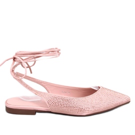 Ballerines à strass talon ouvert Vonda Nude rose