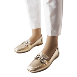 Mocassins dorés avec zircons d'or