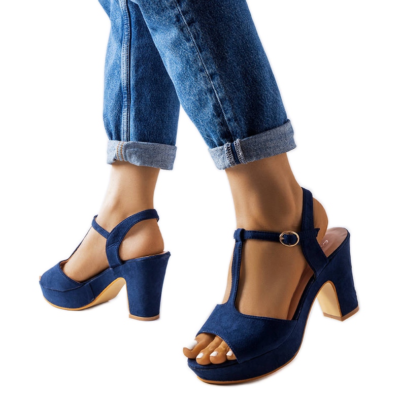 Inna Sandales blocs Tearlach bleu marine