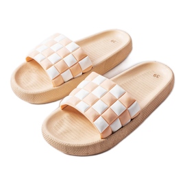 Claquettes à plateforme en caoutchouc beige Elin