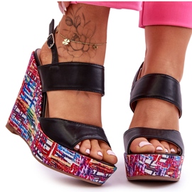 Sandales Compensées Femme Noir Calderia
