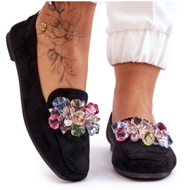 PS1 Mocassins Arvilla en daim noirs ornés de cristaux le noir