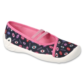 Ballerines enfants Befado 116Y321, noires et roses, à motifs colorés
