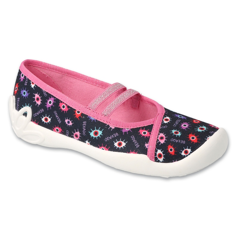 Ballerines enfants Befado 116Y321, noires et roses, à motifs colorés le noir