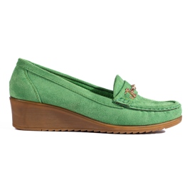 Mocassins compensés femme en daim Shelovet vert