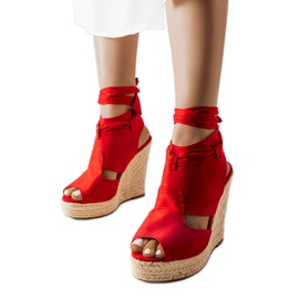 Sandales compensées rouges de Baader