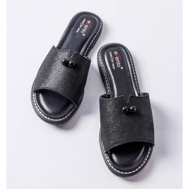 Sandales métallisées noires avec perles Frederi