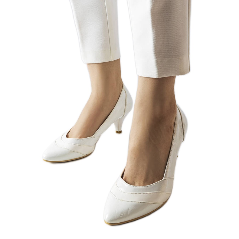 Escarpins beiges à talons hauts DD823 Bianco
