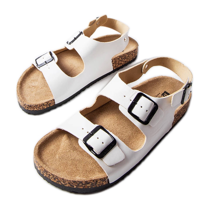 Sandales en liège blanc avec boucles de Lee Cooper LCW-22-35-1160L blanche