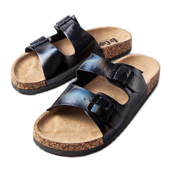 Sliders en liège noir avec boucles de Lee Cooper LCW-22-35-1154L le noir