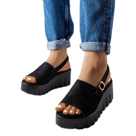 Sandales compensées noires pour femmes de Berfin le noir