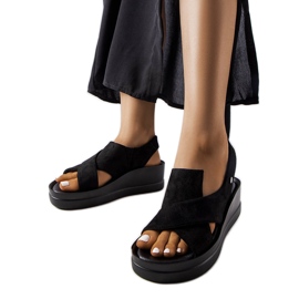 Sandales compensées noires Adelina le noir